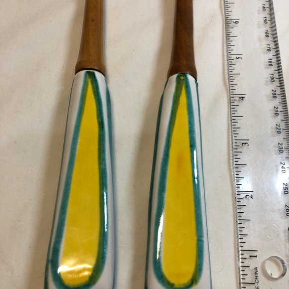 Vintage Salad Utensils with Yellow turquoise handles - Picture 5 of 6